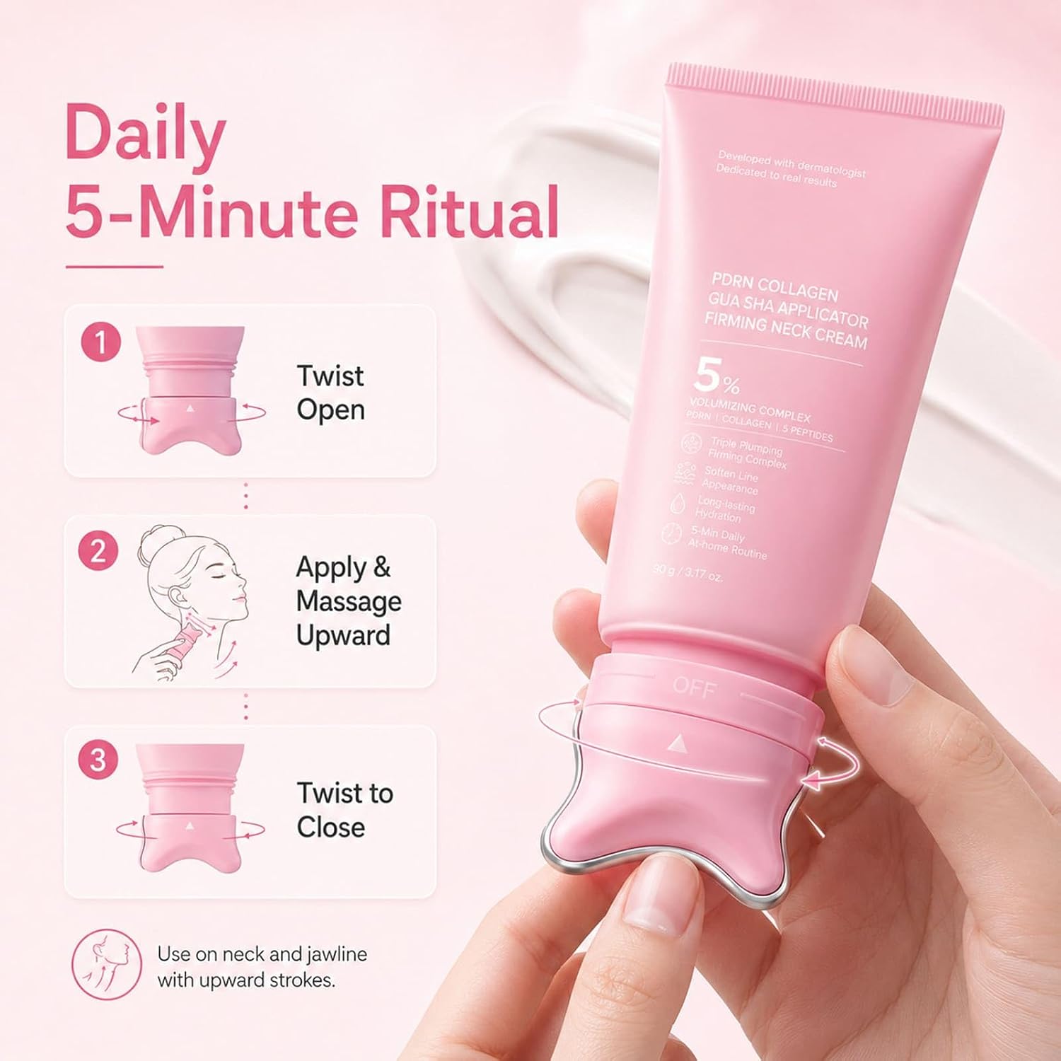 Cremă Medicube Gua Sha cu Colagen 5% pentru Gât – Fermitate, Lifting și Luminozitate