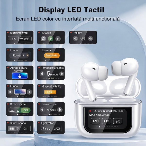 Căști Wireless cu Touch Display