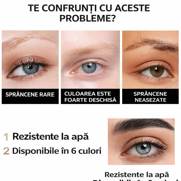 Mascara pentru Sprâncene Waterproof 24H – Fixare Naturală, Nu Se Întinde
