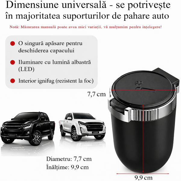 Scrumieră Auto Elegantă cu LED